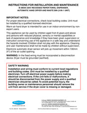 Bobrick B-38030 Instruction For Installation And Maintenance