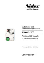 Leroy-Somer Nidec MDX-I/O LITE Installation And Commissioning Manual
