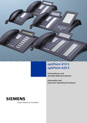 Siemens optiPoint 410 eco plus Information And Important Operating Procedures