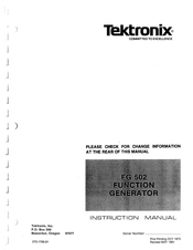 Tektronix FG 502 Instruction Manual