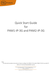 TSL PAM2-IP-3G Quick Start Manual