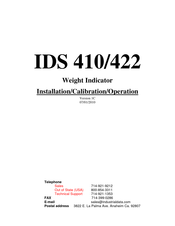 Industrial Data Systems IDS 410 Installation, Calibration And Operations Manual