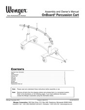 Wenger OnBoard Percussion Cart Assembly And Owner's Manual