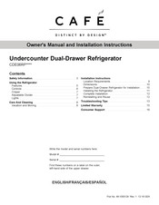 Design CAFE CDE06RP Series Owner's Manual And Installation Instructions
