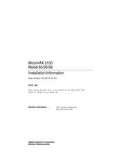Digital Equipment MicroVAX 3100 Model 96 Installation Information
