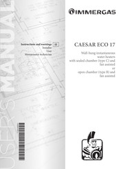 Immergas CAESAR ECO 17 Instructions And Warnings