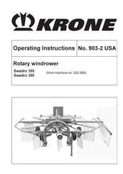 Krone Swadro 355 Operating Instructions Manual