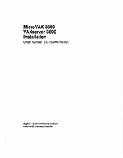 Digital Equipment MicroVAX 3800 Installation Manual