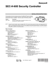 Honeywell SEC-H-600 Installation Instructions Manual