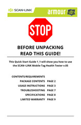 SCAN-LINK Mobile Tag Health Tester Quick Start Manual