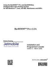 Jetmobile BarDIMM Pro Installation And Programmer's Manual