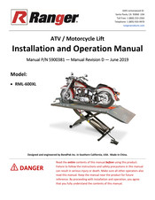Ranger RML-600XL Installation And Operation Manual