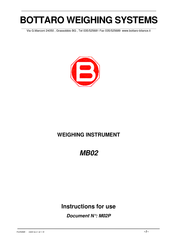 BOTTARO WEIGHING SYSTEMS MB02 Instructions For Use Manual