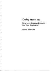 Dolby Laboratories 422 User Manual