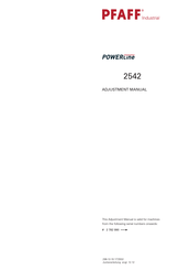 Pfaff Industrial POWERline 2542 Adjustment Manual