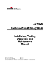 Cooper Notification SPMNS Installation, Testing, Operation And Maintenance Manual