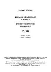 Tecomat Foxtrot IT-1604 Basic Documentation