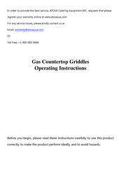 Atosa ATTG Series Operating Instructions Manual