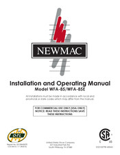 Newmac WFA-85E Installation And Operating Manual