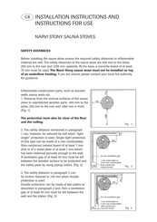 NARVI STONY 18 Installation Instructions And Instructions For Use
