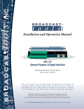 Broadcast Tools GPI-24 Installation And Operation Manual
