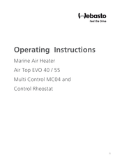 Webasto Control Rheostat Operating Instructions Manual