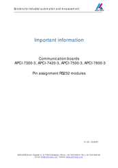 Addi-Data APCI-7300-3 Important Information Manual