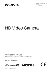 Sony MCC-1000MD Instructions For Use Manual