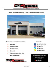 High Lifter PGL-KIT-RZRT Manual