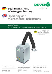 Schako REVEN X-CYCLONE WM-1 Operating And Maintenance Instructions Manual