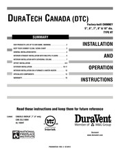 M&G Duravent Duratech Canada HT Installation And Operation Instruction Manual
