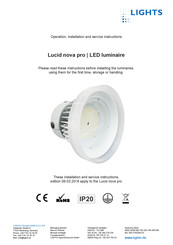 Lights Lucid Nova Pro Operation, Installation And Service Instructions