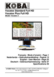Koba Vision Vocatex Plus Full HD User Manual