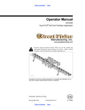 GREAT PLAINS NP2540 Operator's Manual