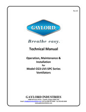 GAYLORD CG3-UVi-SPC-FDT Technical Manual
