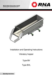 RNA BVL 15 Installation And Operating Instructions Manual
