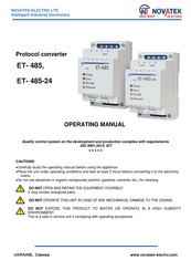 Novatek ET-485-24 Operating Manual