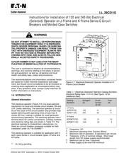 Eaton Cutler-Hammer J-Frame Series Instructions For Installation Manual