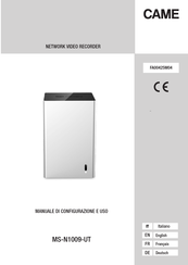 CAME MS-N1009-UT Setup And User's Manual