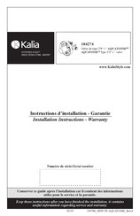 Kalia 104274 Installation Instructions Manual