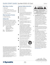 Symetrix SymNet Series Quick Start Manual
