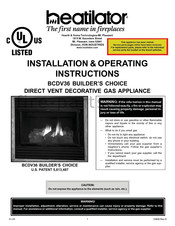 Heatilator Builder's Choice Series Installation & Operating Instructions Manual