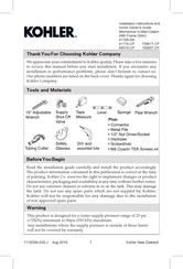 Kohler 75890T-CP Installation Instructions And Home Owner's Manual