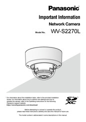 Panasonic WV-S2270L Important Information Manual