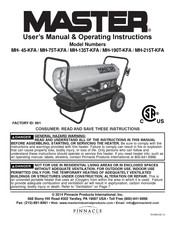 Pinnacle International MASTER MH-45-KFA User's Manual & Operating Instructions