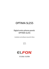 ELFON OPTIMA SL255 Installation And Software Manual For Fitters