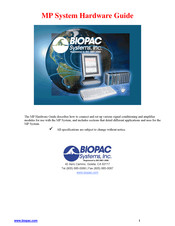 BIOPAC Systems, Inc. MP100A-CE Hardware Manual