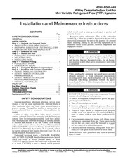 Carrier 40WAF0030 Installation And Maintenance Instructions Manual