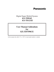 Panasonic KX-TD7590CE User Manual Addendum