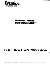 Eventide Harmonizer H910 Instruction Manual